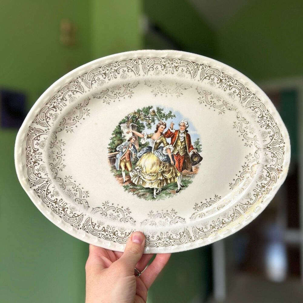 VTG Colonial Dance Oval Platter Plate Kitchenware Display Accent - Picture 1 of 8